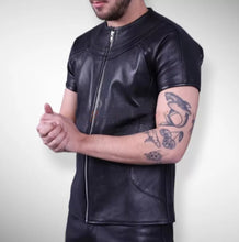 Load image into Gallery viewer, Men&#39;s &amp; Boys Biker T-Shirts. 100% Real High Quality Soft Sheepskin Black Leather
