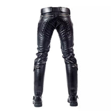 Load image into Gallery viewer, New Black Real Leather Quilted Pants Motorbike Biker Rider Jeans Style Mens Pant
