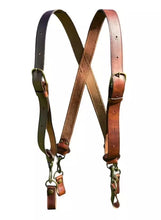 Load image into Gallery viewer, Men&#39;s New Brown Leather Suspender Belt| Genuine Cowhide Adjustable Chest Belt XL
