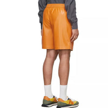 Load image into Gallery viewer, Men&#39;s Premium Orange Leather Shorts. Real Soft Sheep leather Breathable shorts.
