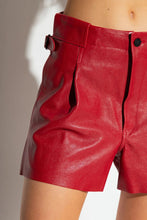 Load image into Gallery viewer, Women&#39;s New Red Leather Shorts. Real Soft Sheepskin Leather Biker Shorts. 34
