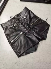 Load image into Gallery viewer, Women&#39;s New Biker Leather shorts. Real Soft lambskin Customized leather Shorts.
