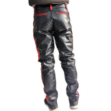 Load image into Gallery viewer, New Men&#39;s Red Biker Leather Pant. Real Soft Sheepskin Motorcycle Leather Pants.
