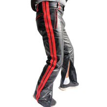 Load image into Gallery viewer, New Men&#39;s Red Biker Leather Pant. Real Soft Sheepskin Motorcycle Leather Pants.
