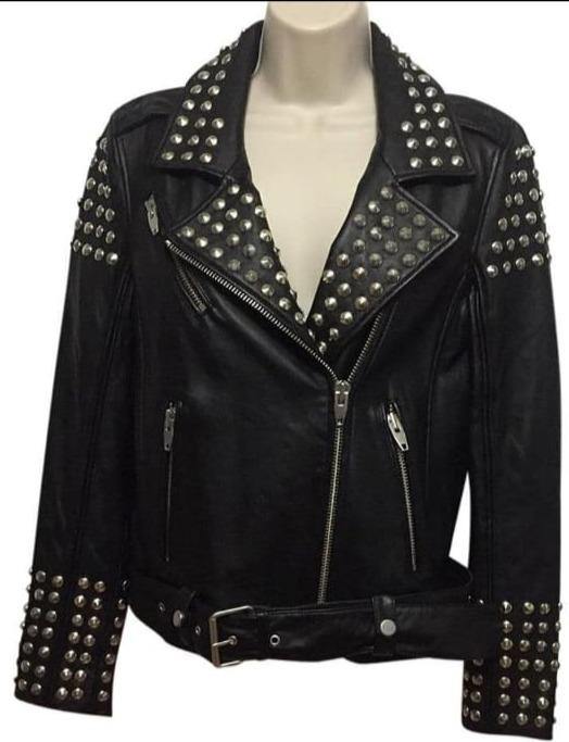 Womens rivet leather jacket. Biker Design for Womens - leatherthirst