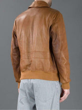 Load image into Gallery viewer, Men&#39;s Tan Leather jacket. Waist and cuff rib with side flap pockets - leatherthirst
