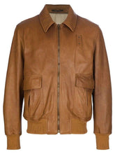 Load image into Gallery viewer, Men&#39;s Tan Leather jacket. Waist and cuff rib with side flap pockets - leatherthirst
