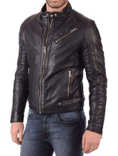 Load image into Gallery viewer, Designer Mens Leather Jacket. Single chest Cross Pocket. Men&#39;s Fashion - leatherthirst
