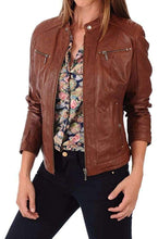 Load image into Gallery viewer, 2021 New Womens Leather Jacket. fashionable outwear for womens - leatherthirst
