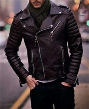 Load image into Gallery viewer, Men&#39;s Black real leather biker jacket for bikers beautifully handcrafted outwear for Men&#39;s - leatherthirst
