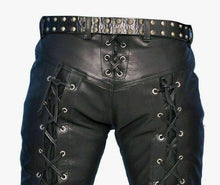 Load image into Gallery viewer, Leather Lace Pants for Bikers. High quality leather Pant. New Fashion - leatherthirst
