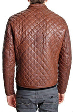 Load image into Gallery viewer, Quilted Mens Leather Jacket Brown color. 2021 New fashion for mens - leatherthirst
