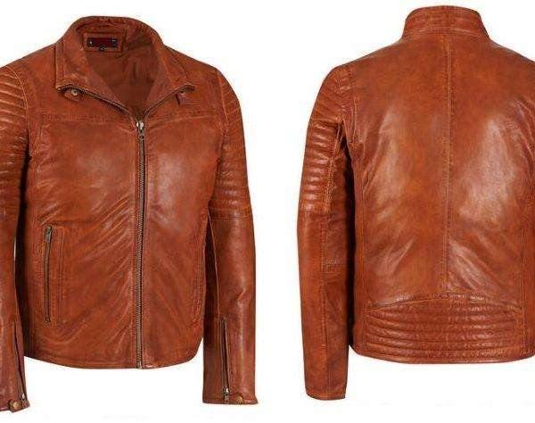 Leather Jacket for Men's Brown color Quilted sleeves - leatherthirst