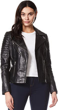 Load image into Gallery viewer, Ladies Biker Jacket 100% Genuine Leather Sheepskin Handmade Jacket 2021
