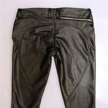 Load image into Gallery viewer, Men&#39;s Black Biker Leather Pants. 2022 Genuine Sheepskin Leather Pants.
