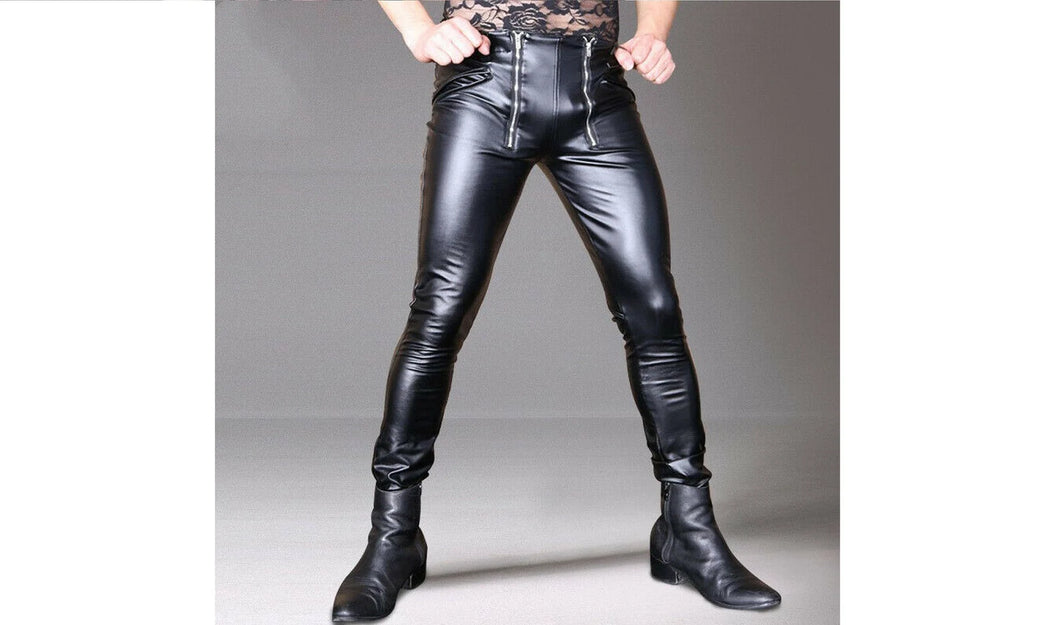 Men's Black Biker Leather Pants. 2022 Genuine Sheepskin Leather Pants.