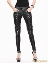 Load image into Gallery viewer, New Biker Leather Pants For Women&#39;s. Designer Handcrafted Pants With Belt Included
