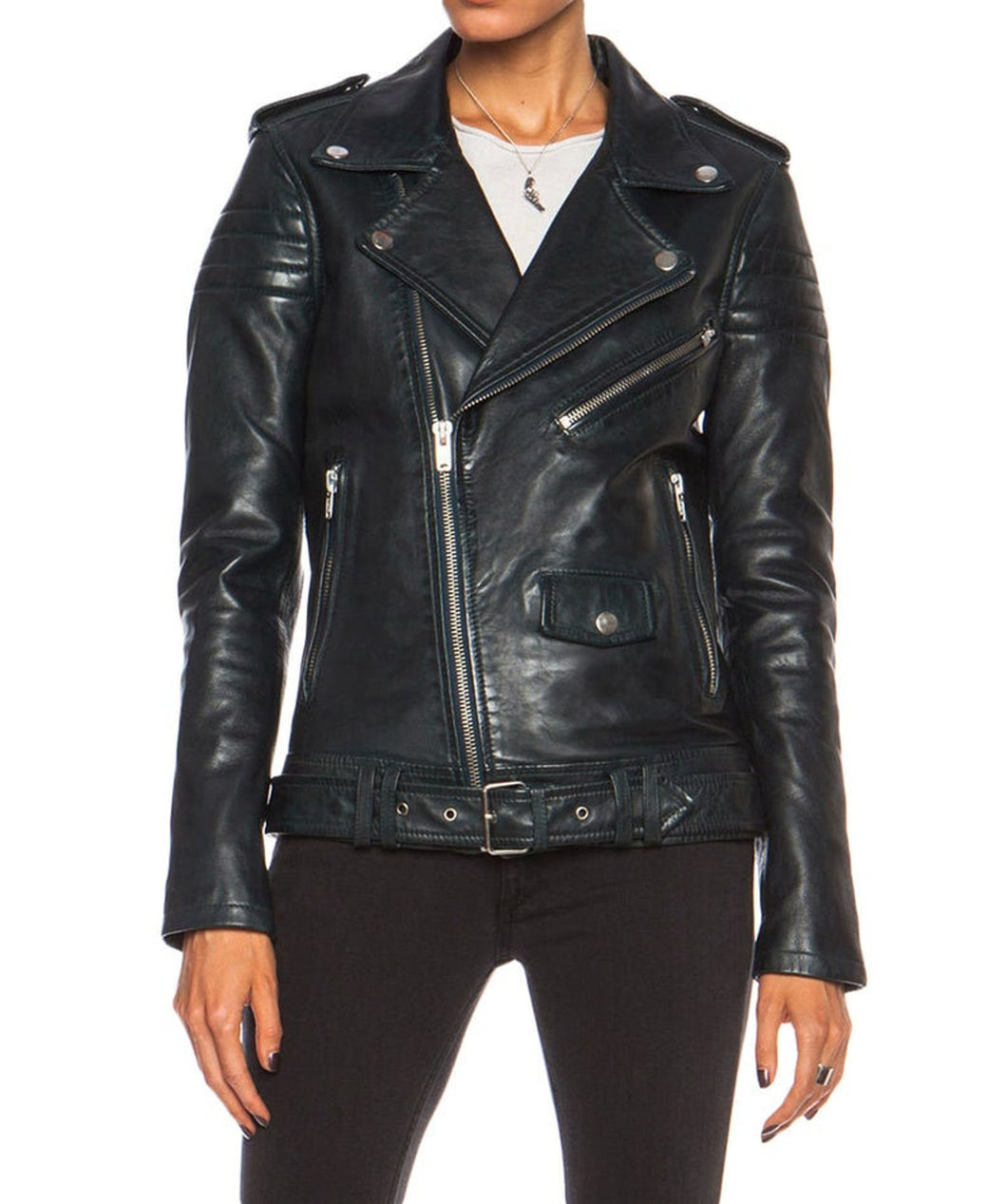Womens Classic Style Black Leather Jacket | Handmade Jacket 100% Genuine leather