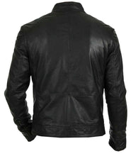 Load image into Gallery viewer, Black leather jacket with vertical single chest pocket for men&#39;s - leatherthirst
