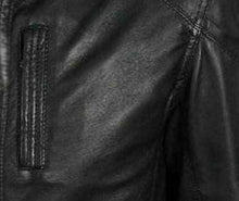 Load image into Gallery viewer, Black leather jacket with vertical single chest pocket for men&#39;s - leatherthirst
