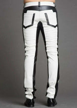 Load image into Gallery viewer, Mens Black  &amp; White Leather Pant. Genuine Leather with a mix of black &amp; white - leatherthirst
