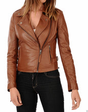 Load image into Gallery viewer, Brown Women&#39;s  Leather Jacket .Designer Leather Jackets 2021
