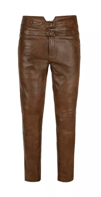 Mens brown Leather Pant. Slim fit Biker Pant for Mens. New Style for 2021 - leatherthirst