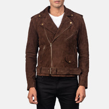 Load image into Gallery viewer, Mens Dark Brown Biker Suede Leather Jacket | Biker&#39;s choice made from Sheepskin
