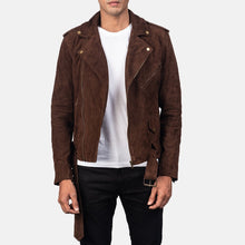 Load image into Gallery viewer, Mens Dark Brown Biker Suede Leather Jacket | Biker&#39;s choice made from Sheepskin
