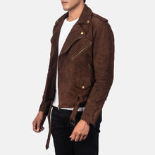 Load image into Gallery viewer, Mens Dark Brown Biker Suede Leather Jacket | Biker&#39;s choice made from Sheepskin
