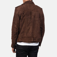 Load image into Gallery viewer, Mens Dark Brown Biker Suede Leather Jacket | Biker&#39;s choice made from Sheepskin
