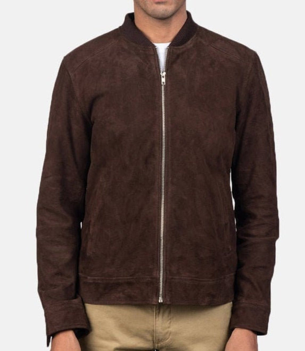 Mens Quality Suede Leather Jacket | Chocolate Brown color Mens Partywear