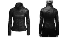 Load image into Gallery viewer, Womens leather moto jacket slim fit with rounded collars - leatherthirst
