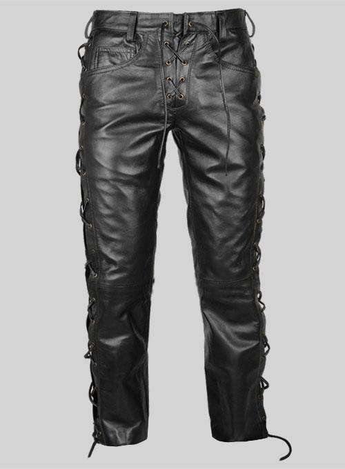 Genuine Leather Pant for Mens. Lace Pants Vintage Look - leatherthirst