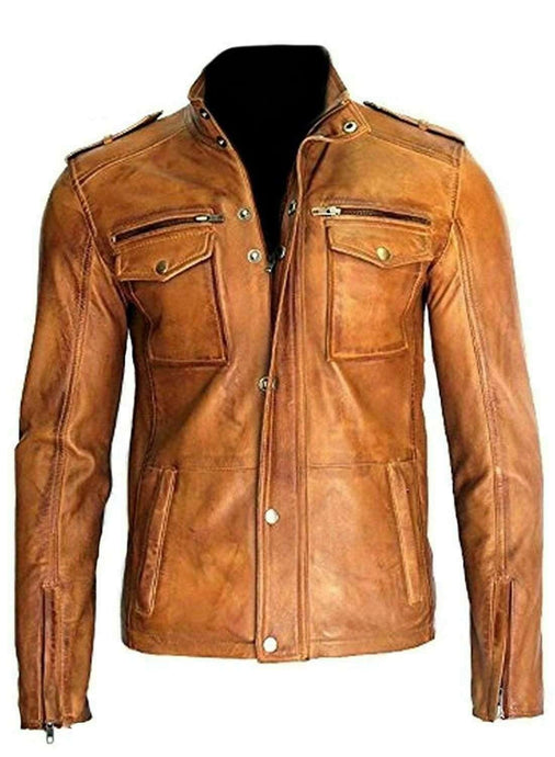 Genuine Leather Shirt for Mens. Antique shaded Vintage style - leatherthirst