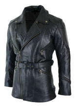 Load image into Gallery viewer, Men&#39;s Leather Coat with adjustable belt and cross zip - leatherthirst
