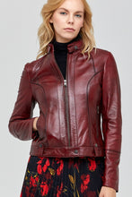 Load image into Gallery viewer, Maroon Leather Casual short Jacket. Genuine Leather jacket. Beautifully Handcrafted
