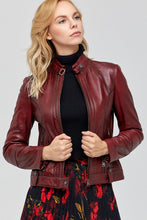 Load image into Gallery viewer, Maroon Leather Casual short Jacket. Genuine Leather jacket. Beautifully Handcrafted
