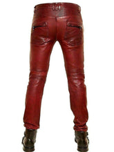 Load image into Gallery viewer, Maroon Leather Pant for Mens. New Style Mens 2021. Genuine Leather - leatherthirst
