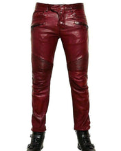 Load image into Gallery viewer, Maroon Leather Pant for Mens. New Style Mens 2021. Genuine Leather - leatherthirst
