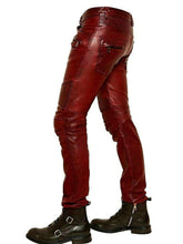 Load image into Gallery viewer, Maroon Leather Pant for Mens. New Style Mens 2021. Genuine Leather - leatherthirst
