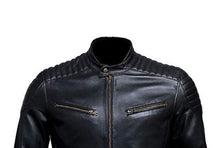 Load image into Gallery viewer, Simple Biker leather jacket for Mens. Best winterwear for Mens. Quilted shoulder - leatherthirst
