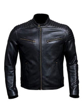 Load image into Gallery viewer, Simple Biker leather jacket for Mens. Best winterwear for Mens. Quilted shoulder - leatherthirst
