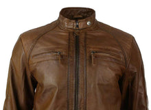 Load image into Gallery viewer, Mens Brown Leather BIker Jacket. High quality biker jacket - leatherthirst
