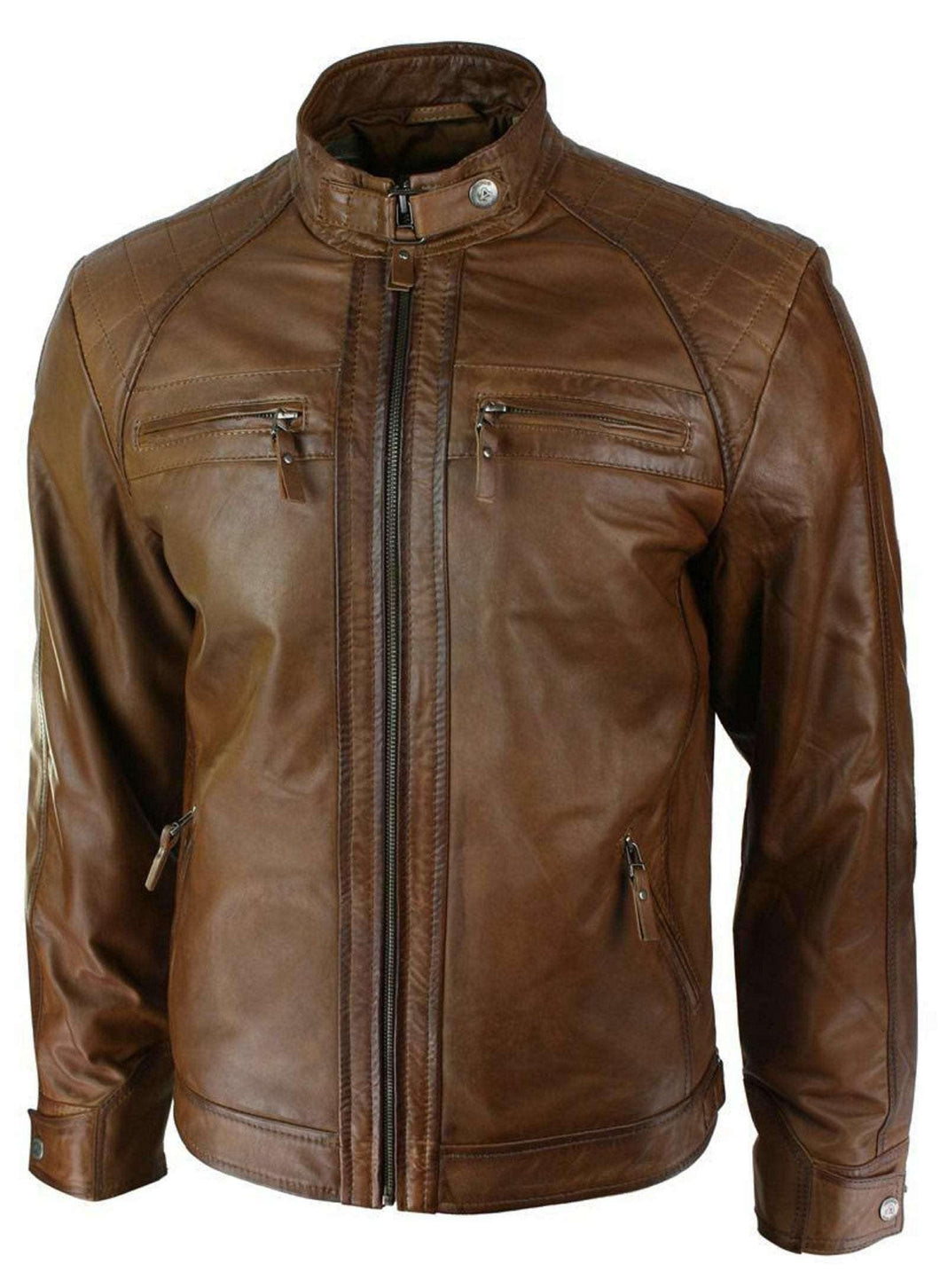 Mens Brown Leather BIker Jacket. High quality biker jacket - leatherthirst