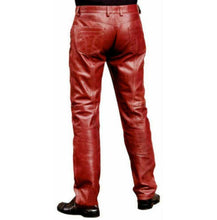 Load image into Gallery viewer, Mens Genuine Red Leather Pant. Slim fit  Mens Trousers. - leatherthirst
