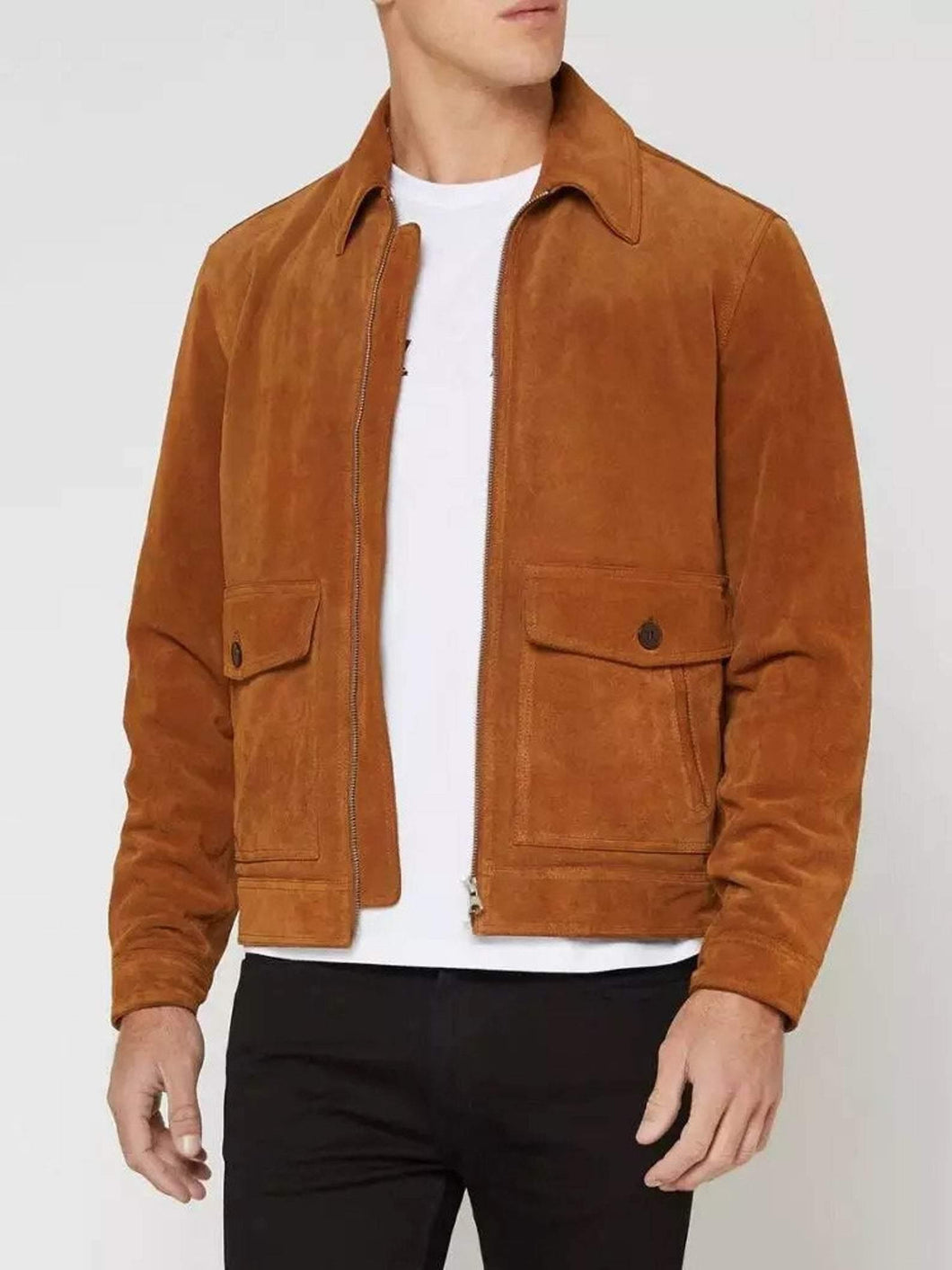 Mens suede leather jacket. Denim leather premium jackets. - leatherthirst