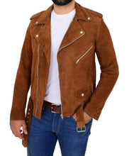 Load image into Gallery viewer, Mens Suede Leather Jacket. Denim Leather jacket. 100% Genuine Leather - leatherthirst
