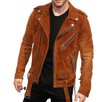 Load image into Gallery viewer, Mens Suede Leather Jacket. Denim Leather jacket. 100% Genuine Leather - leatherthirst
