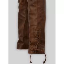 Load image into Gallery viewer, Mens Antique Leather Lace Pant for Bikers. Vintage leather Pant Collection - leatherthirst
